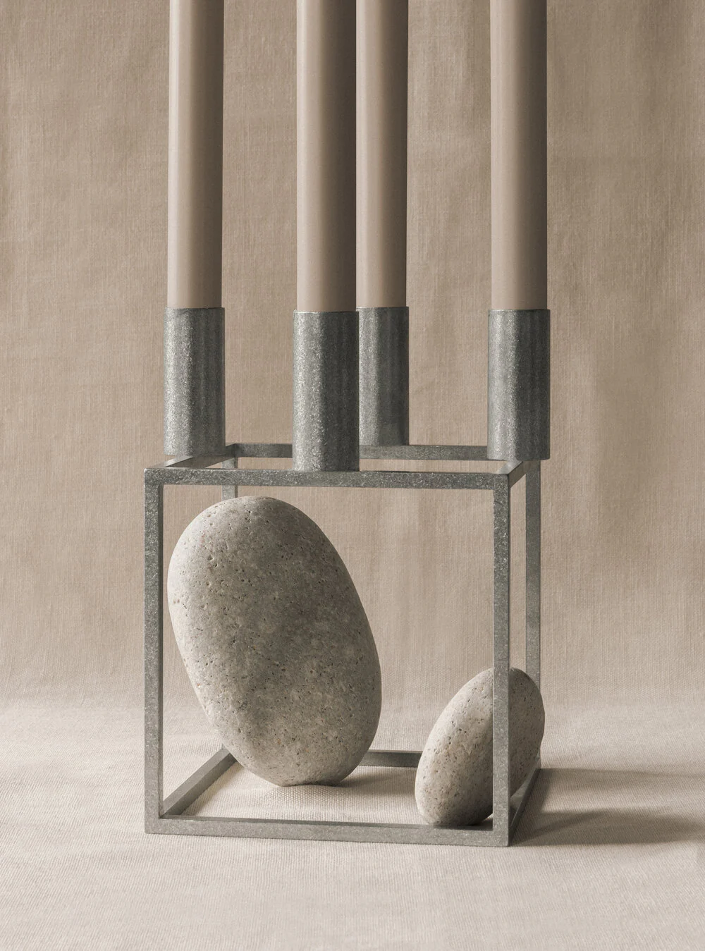 Kubus 4 lysestage - Zinc - Image 5
