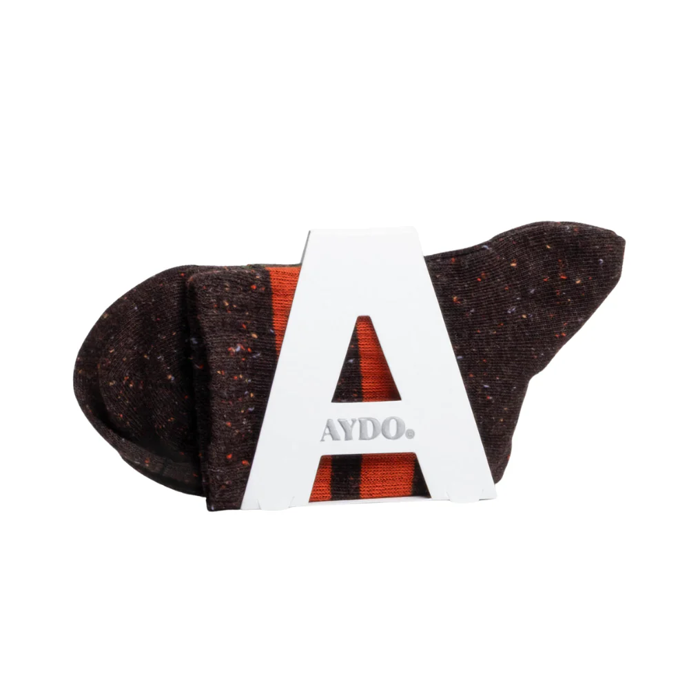 Antwerpen strømper - Dark Brown NEPS/Red Orange - Image 3