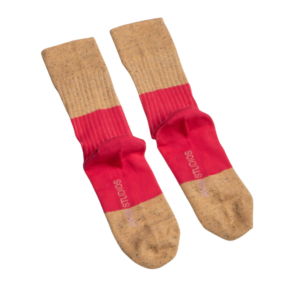 Porto strømper - Dusty Tobacco NEPS/Vibrant Pink - Image 4