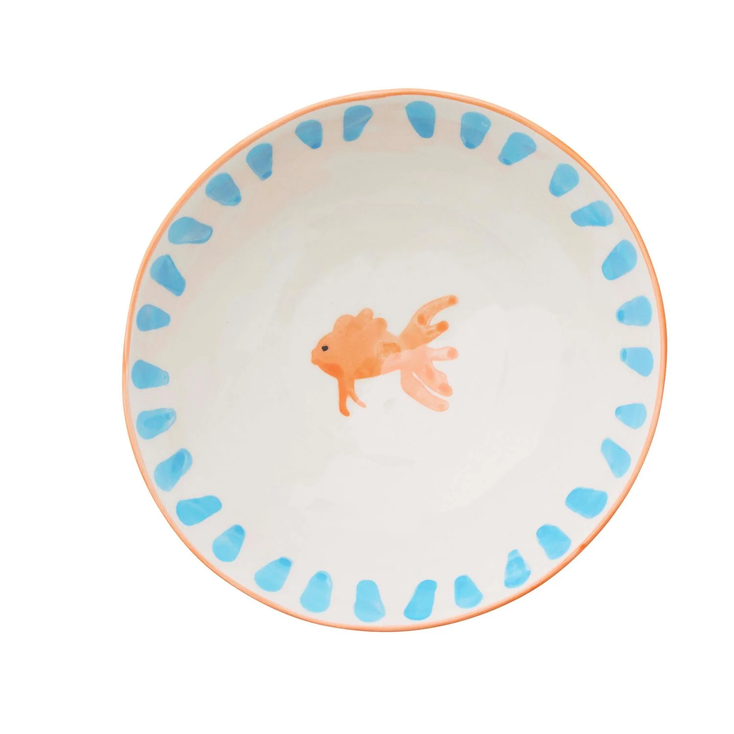 Aqua skål m. fisk, blå/orange - D16 cm