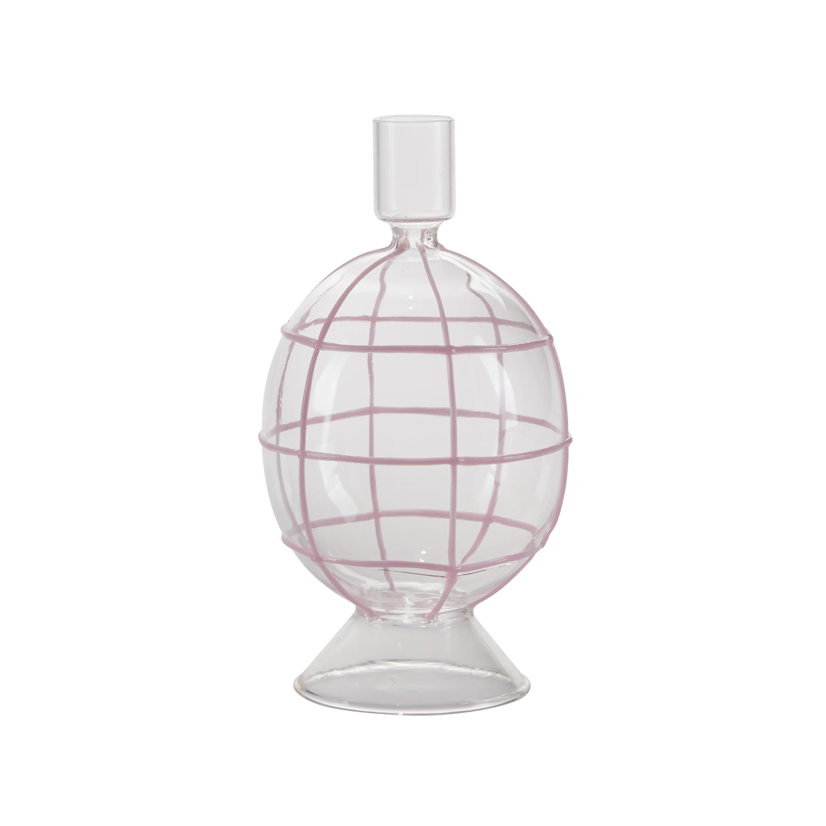 Ball lysestage, rosa - H19 cm.