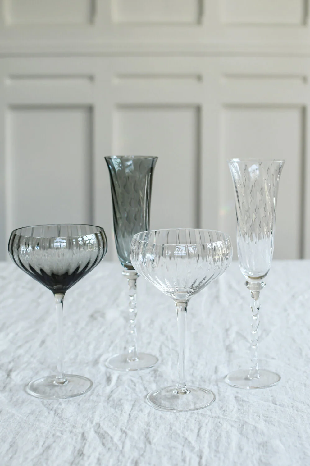 Champagneskål, 2 stk. - grå/klar - Image 2