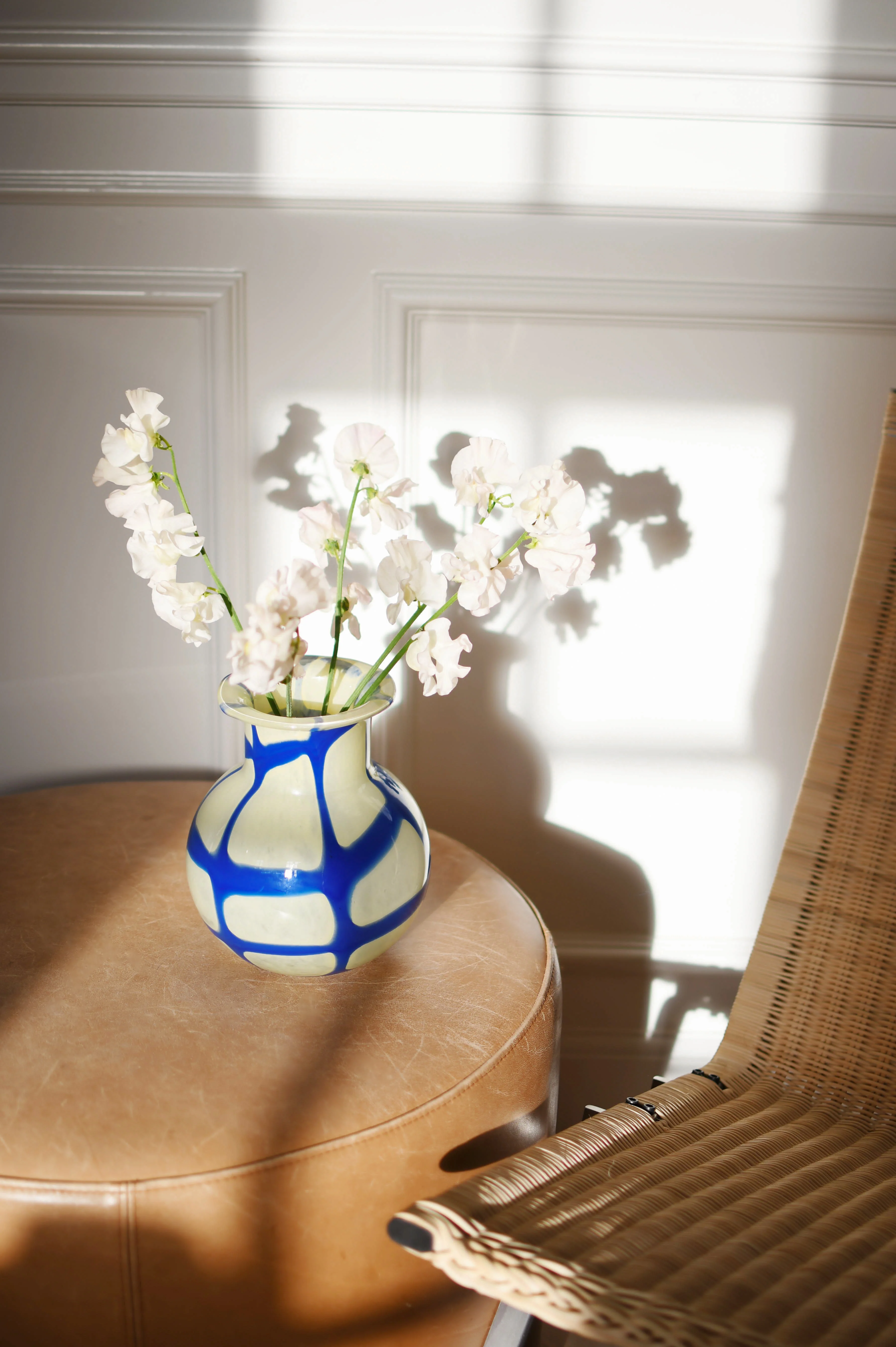 Check vase med hals, gul/blå - H17,5 cm - Image 2