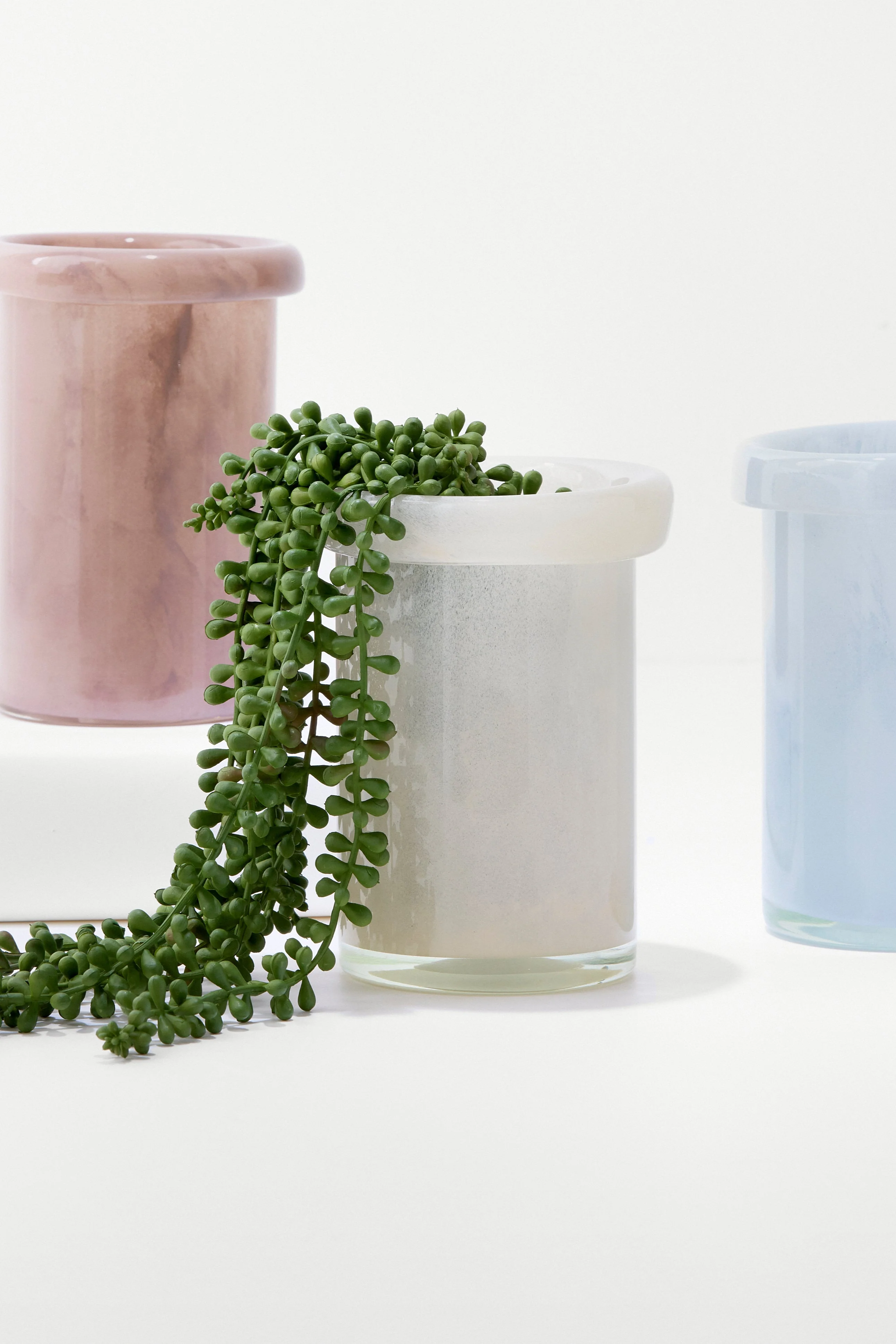 Cylinder vase med bøjet kant, creme - H18 cm - Image 2