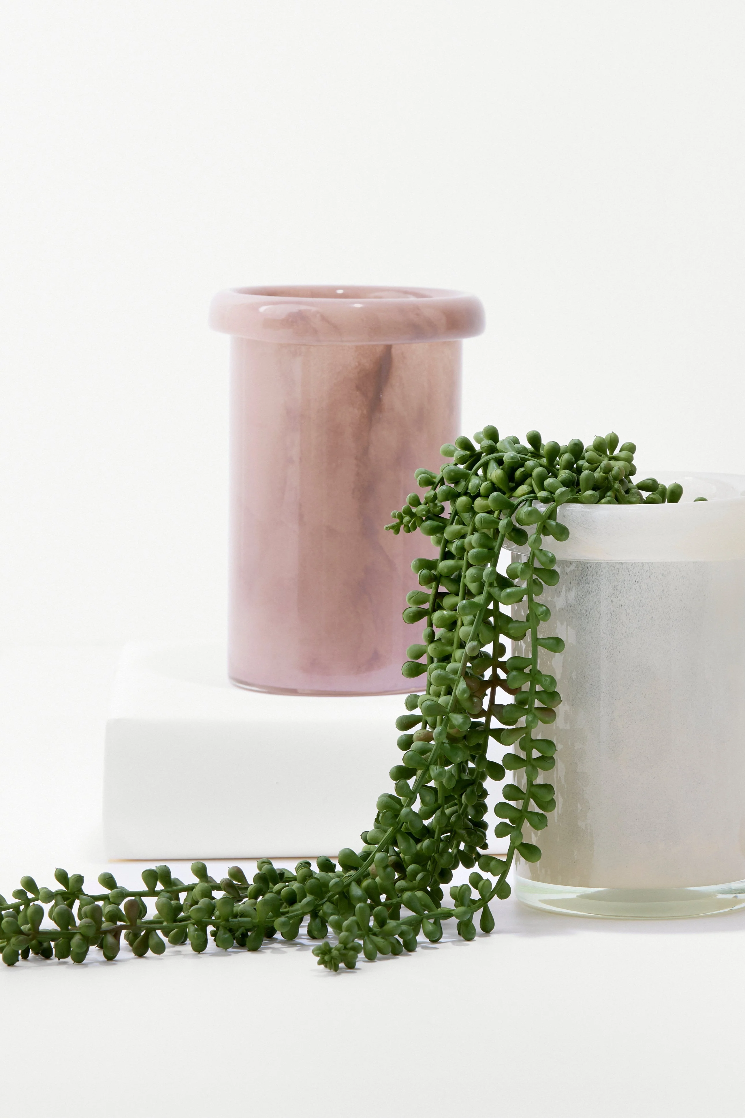 Cylinder vase med bøjet kant, rosa - H18 cm - Image 2