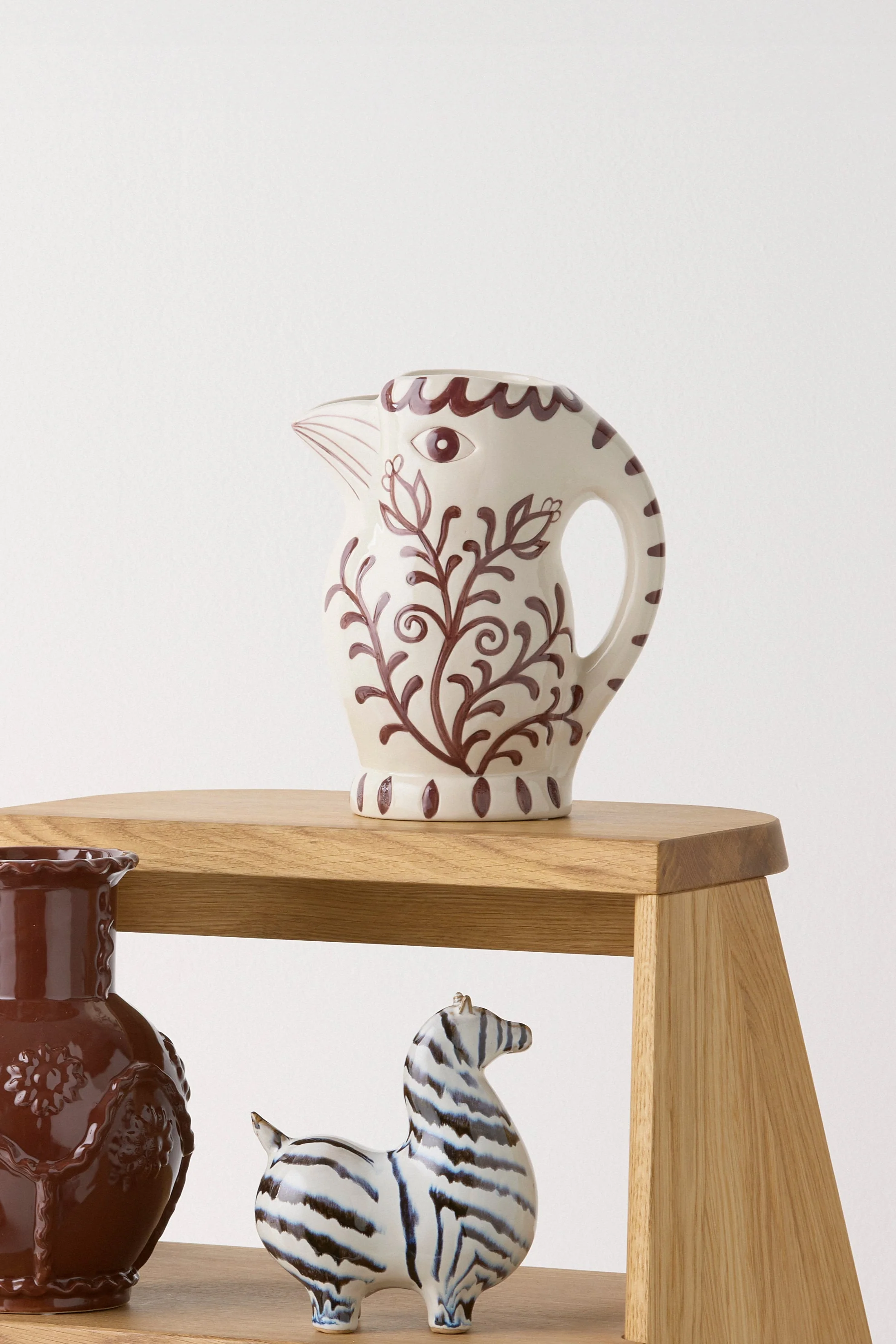 Fugle vase, hvid/bordeaux - H22 cm - Image 2