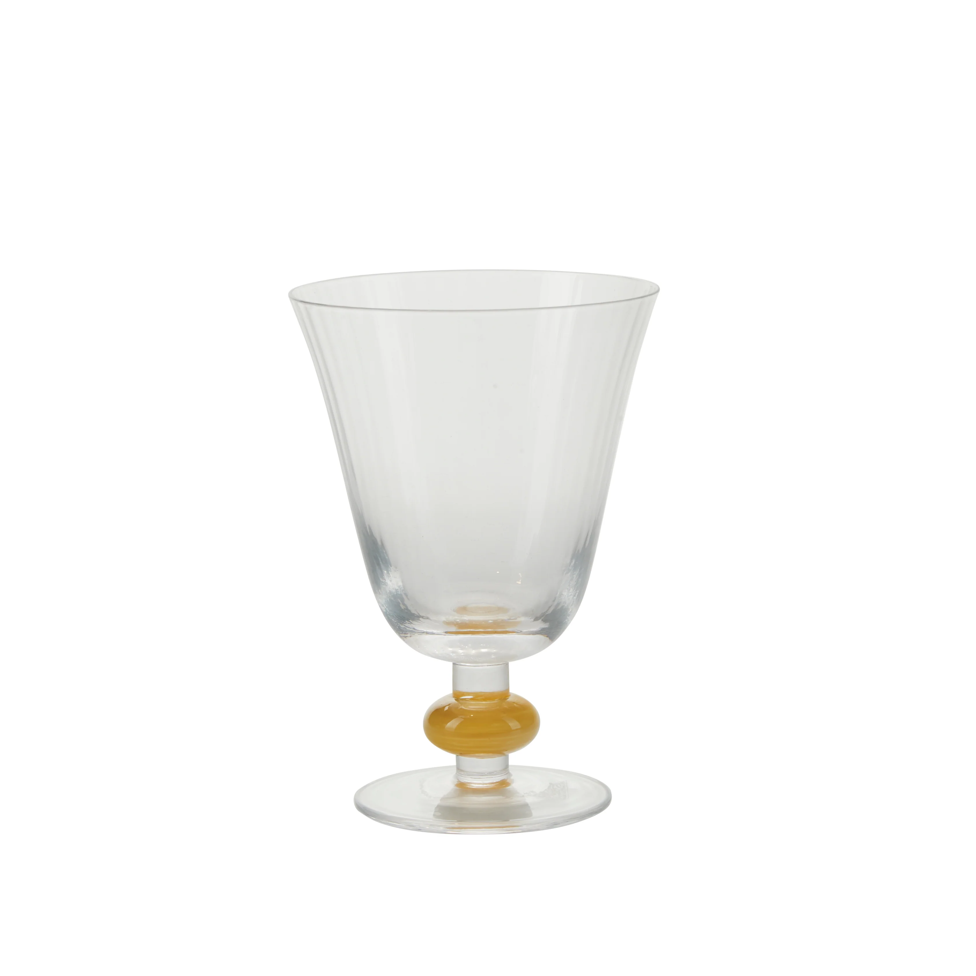 Garden drikkeglas på fod, klar/gul - H13,5 cm.