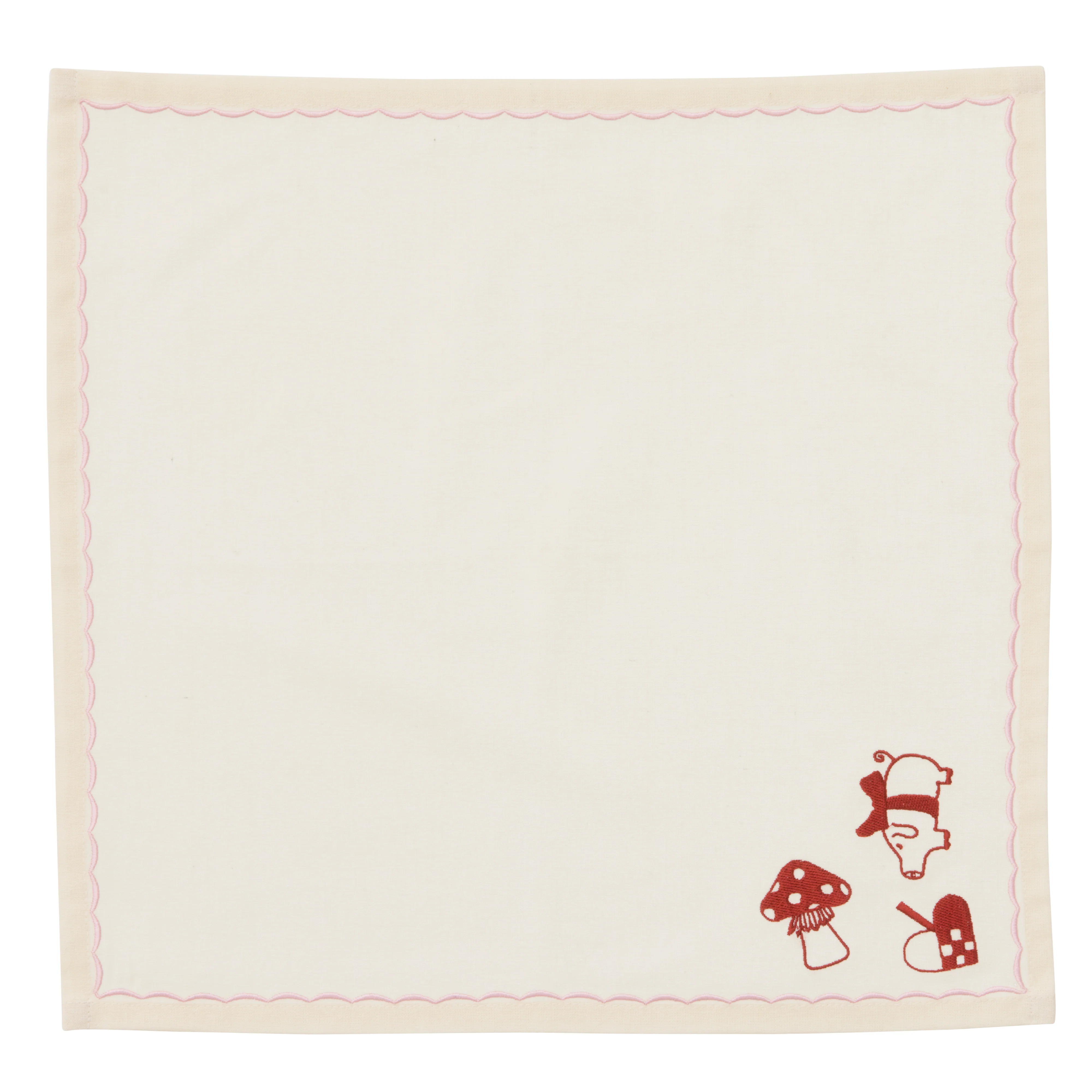 Julebroderet mundserviet, pink/rød - 40x40 cm. - Image 2