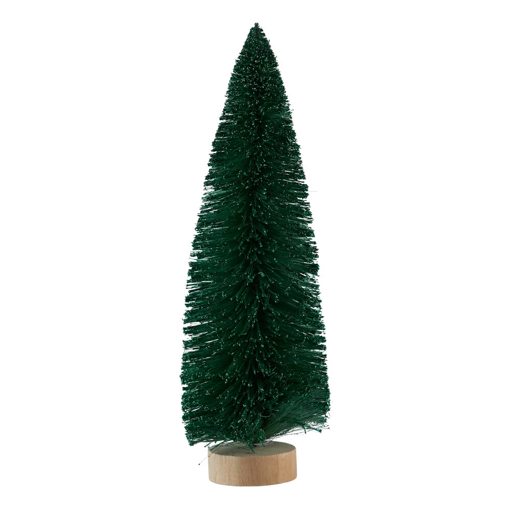 Juletræ børstet, grøn med glimmer - H 35 cm.