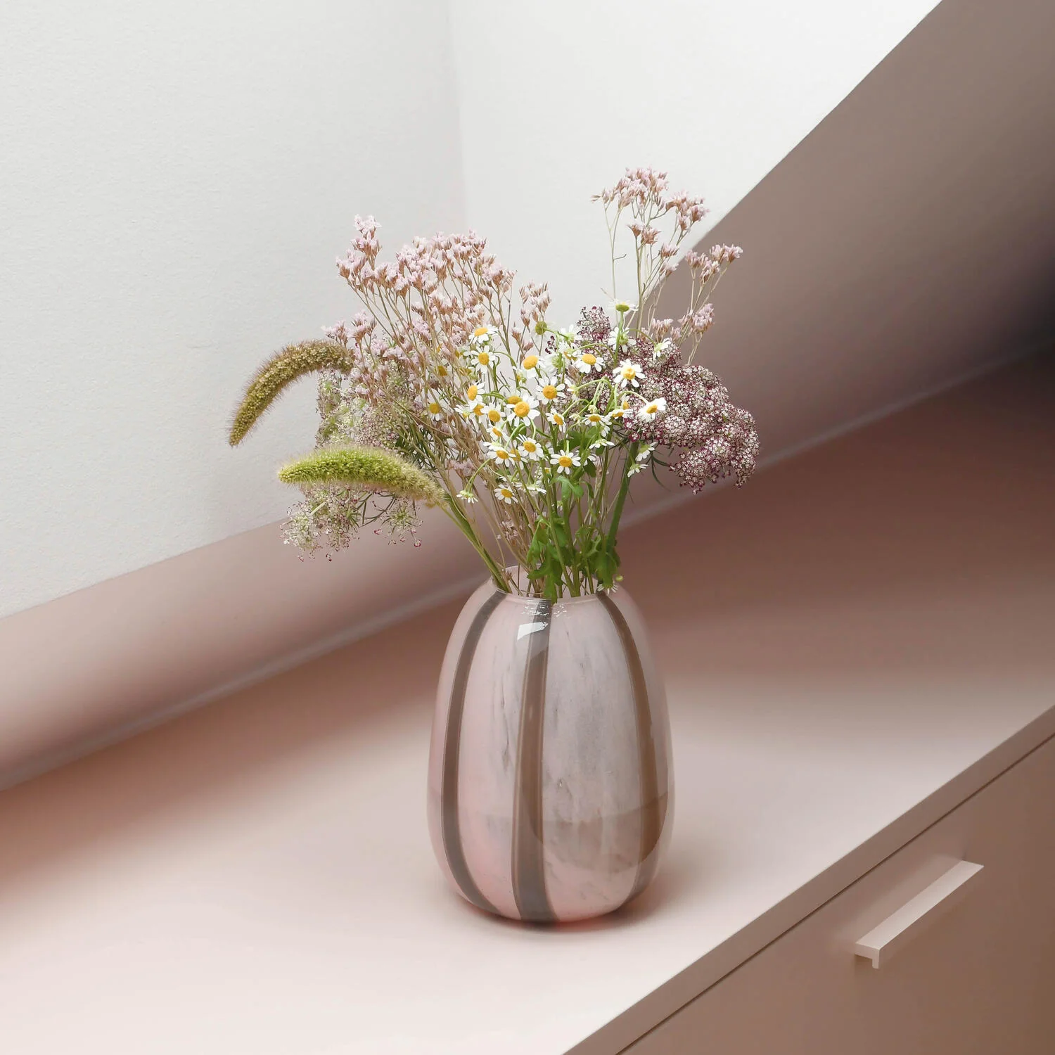 Organisk vase med striber, rosa/brun - H20 cm. - Image 2