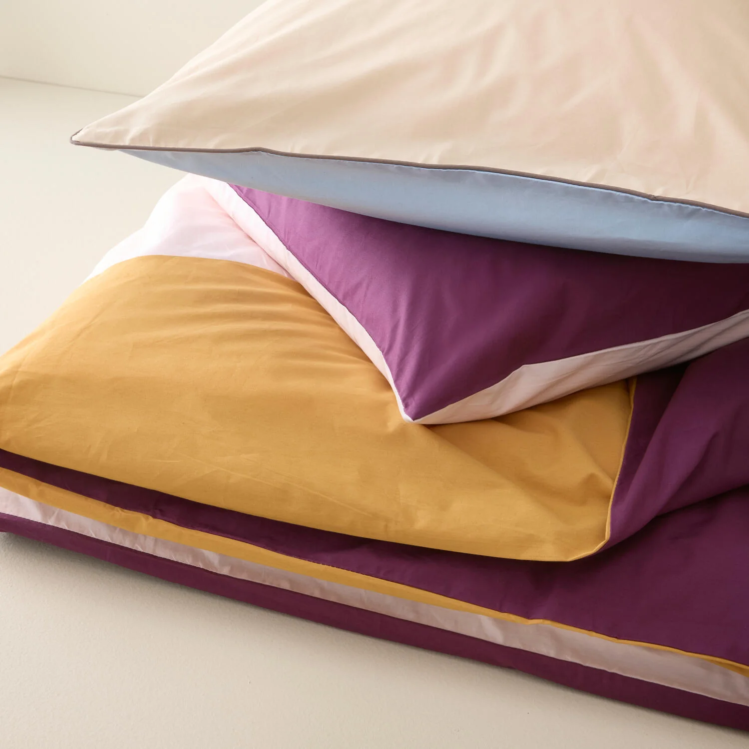 Percale Patchwork sengesæt - rosa/vin/gul - Image 4