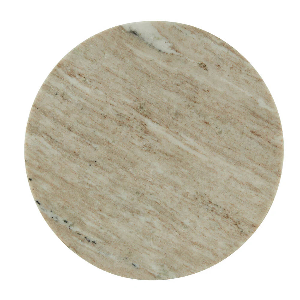 Rundt skærebræt, beige marmor - Ø:30 cm.