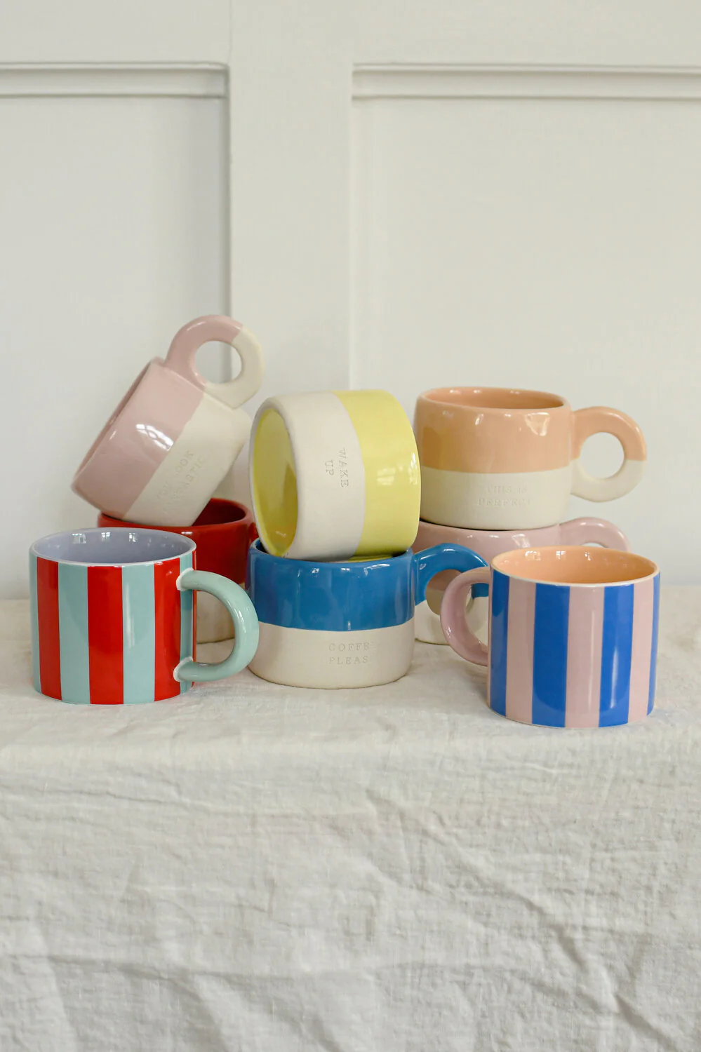 Stribet krus, mint/rød - 390ml - Image 2