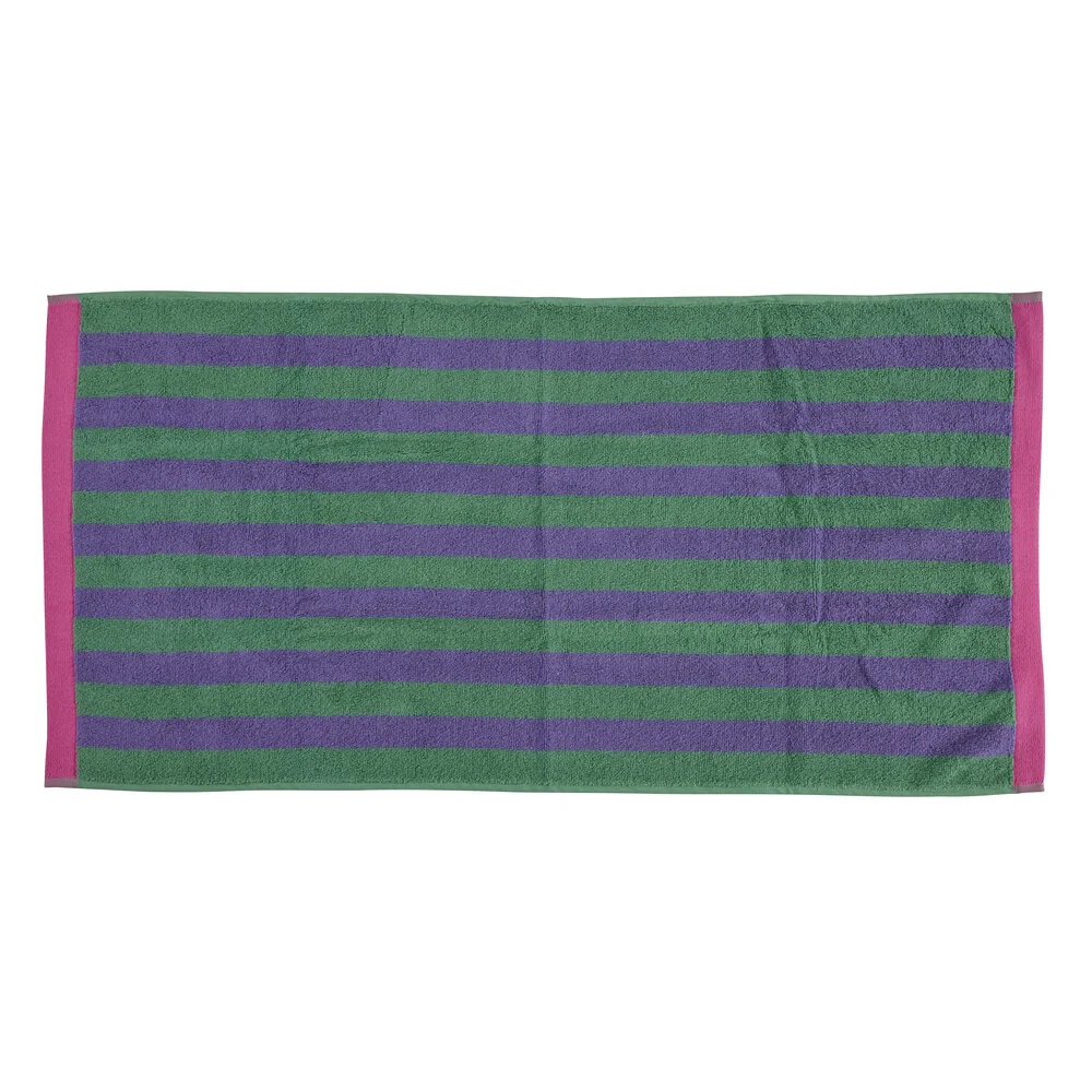 Stripe håndklæde, grøn/lilla/pink - 50x100 cm. - Image 3