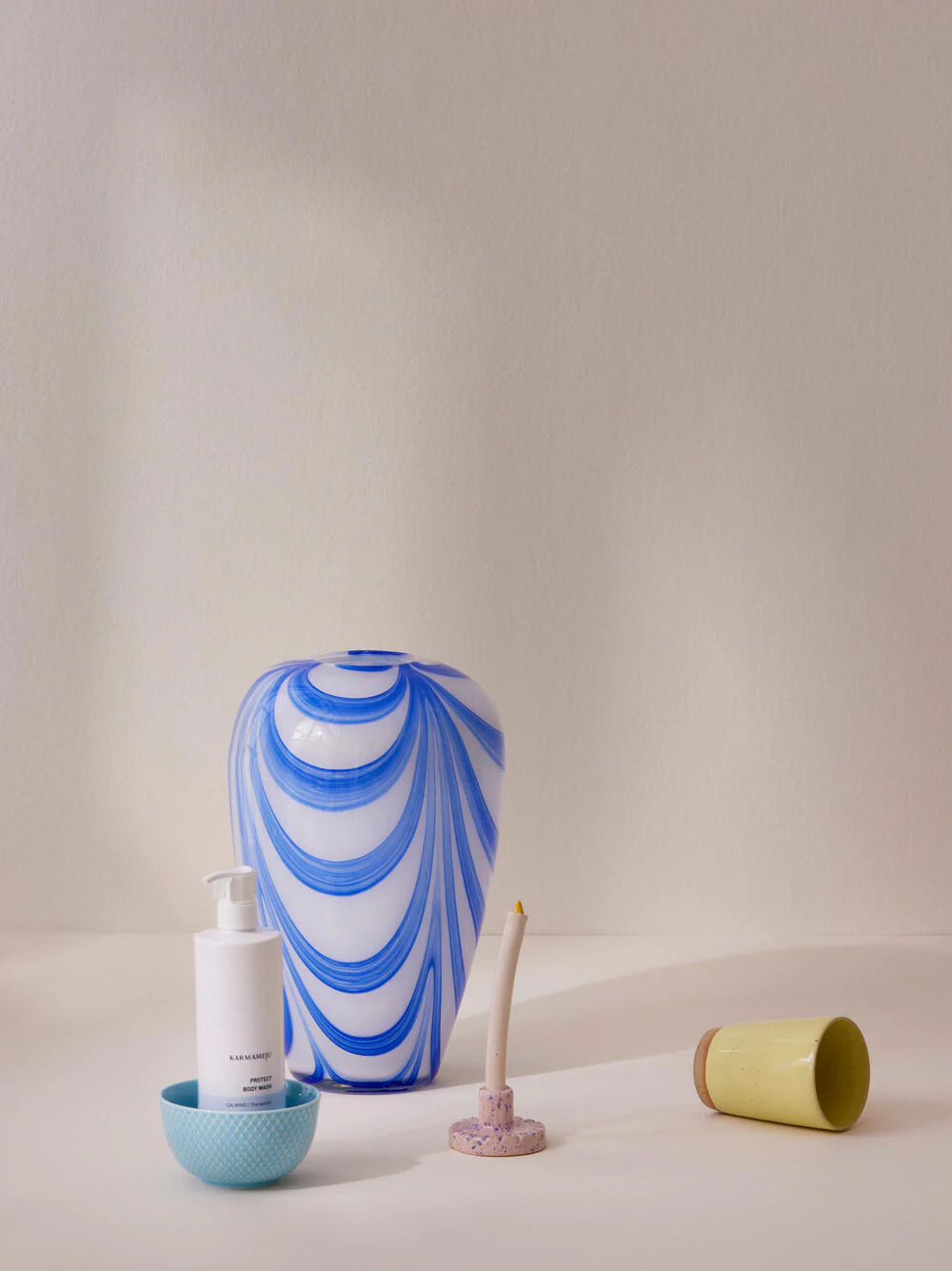 Vase med brede striber, blå/hvid - H32,5 cm. - Image 6