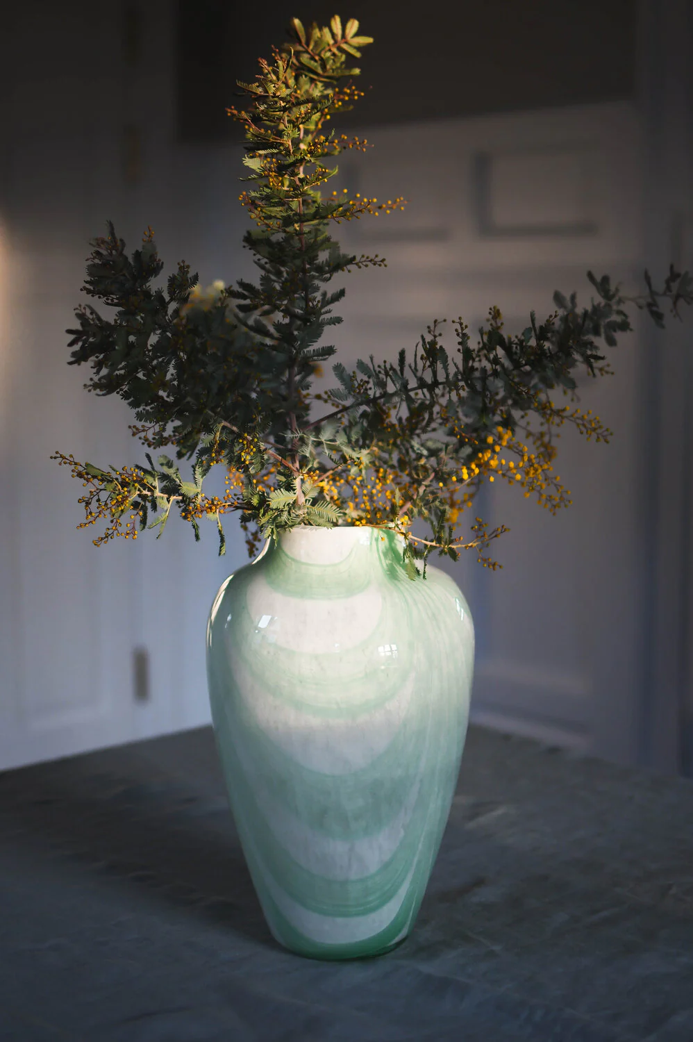 Vase med brede swirl striber, grøn - H35 cm. - Image 3