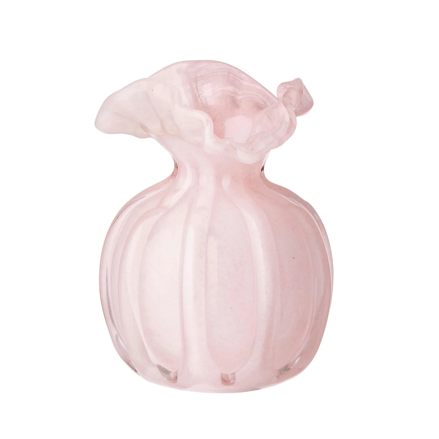 Vase med flæse kant, lyserød - H12cm