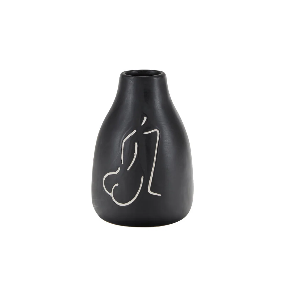 Vase med kvindeskikkelse, sort - H14 cm.