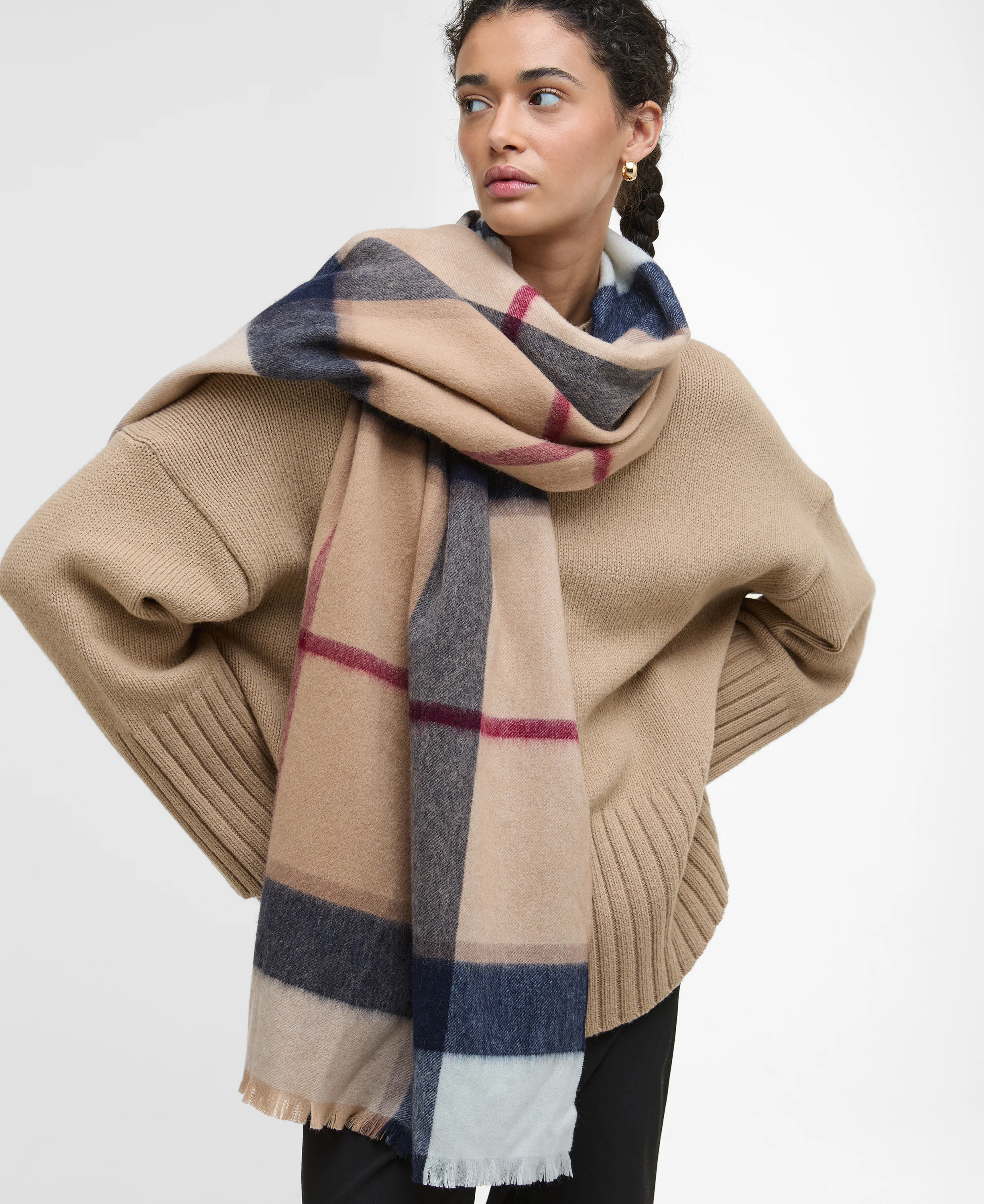 Rosefield Tartan uld halstørklæde - brun - Image 2