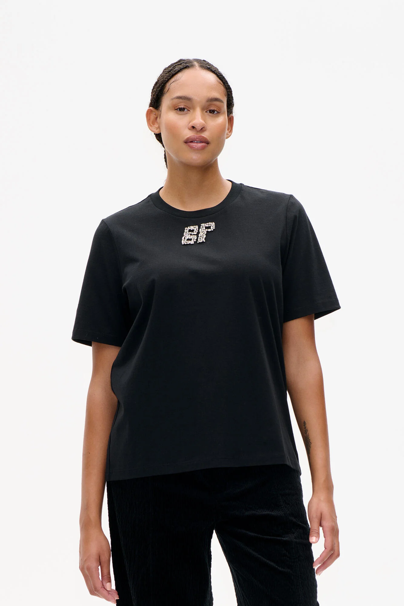 Jawo t-shirt - Black Rhinestones