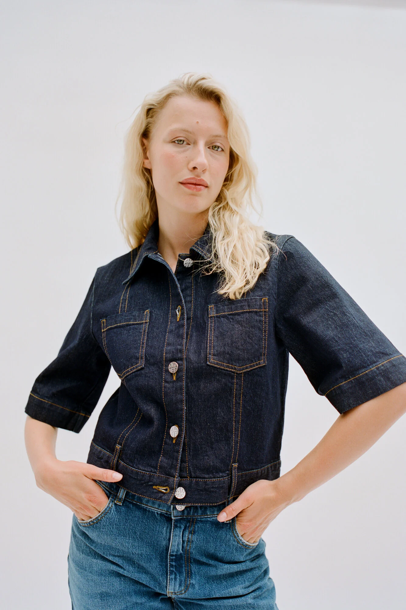 NO 05 denimskjorte - Dark Blue Rinse - Image 3
