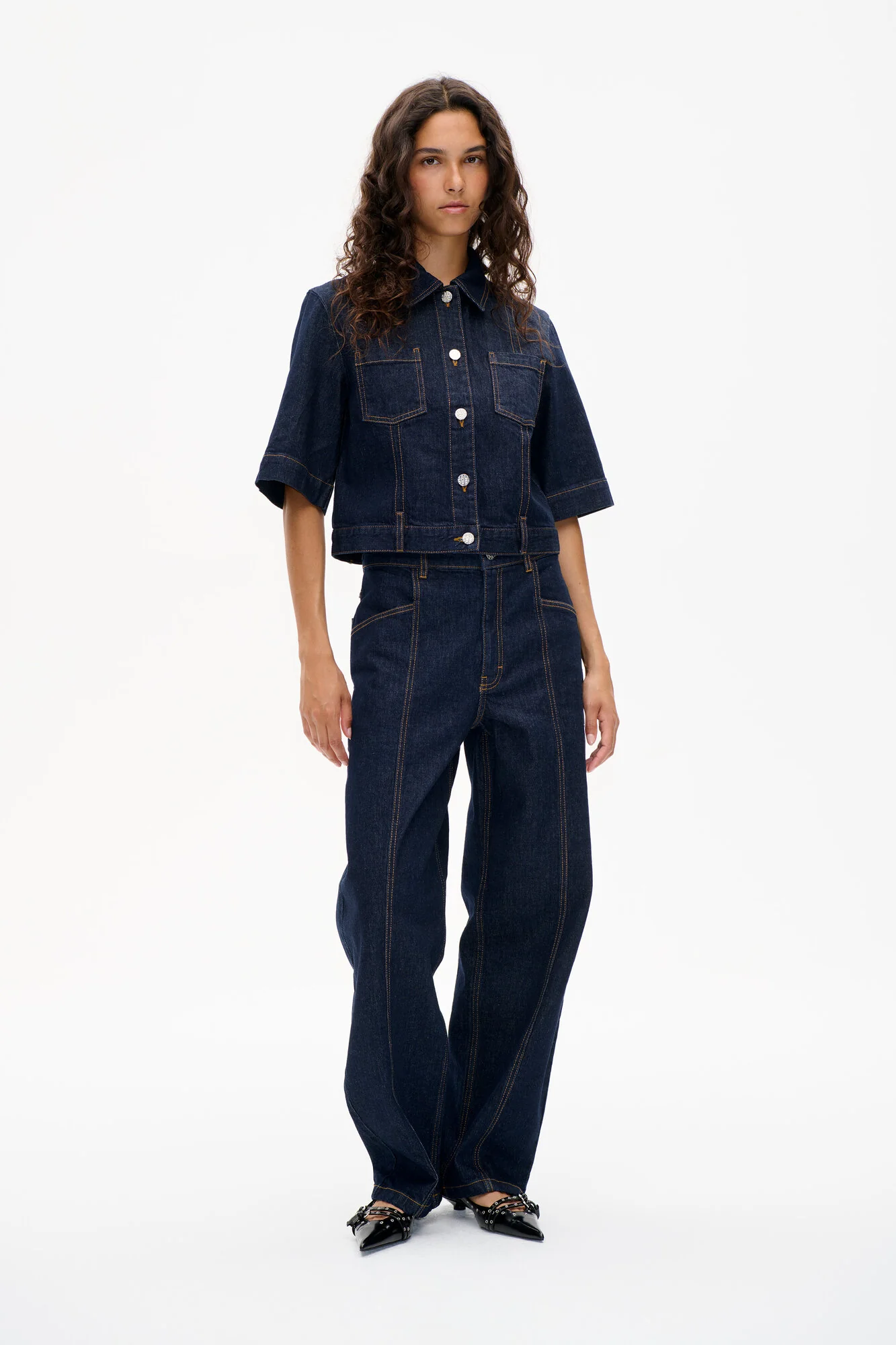 NO 05 denimskjorte - Dark Blue Rinse - Image 5