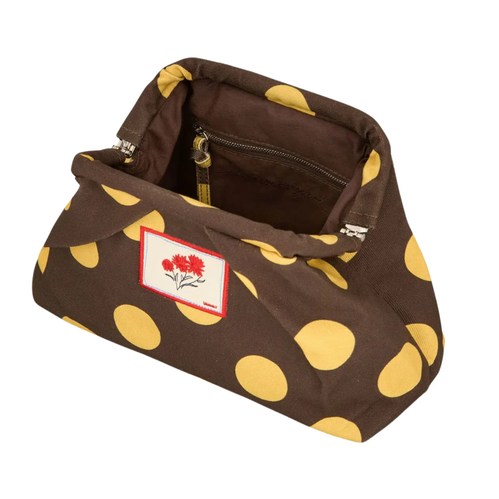 Maxi Polka Canvas Bonita clutch - Hot Fudge Brown - Image 2