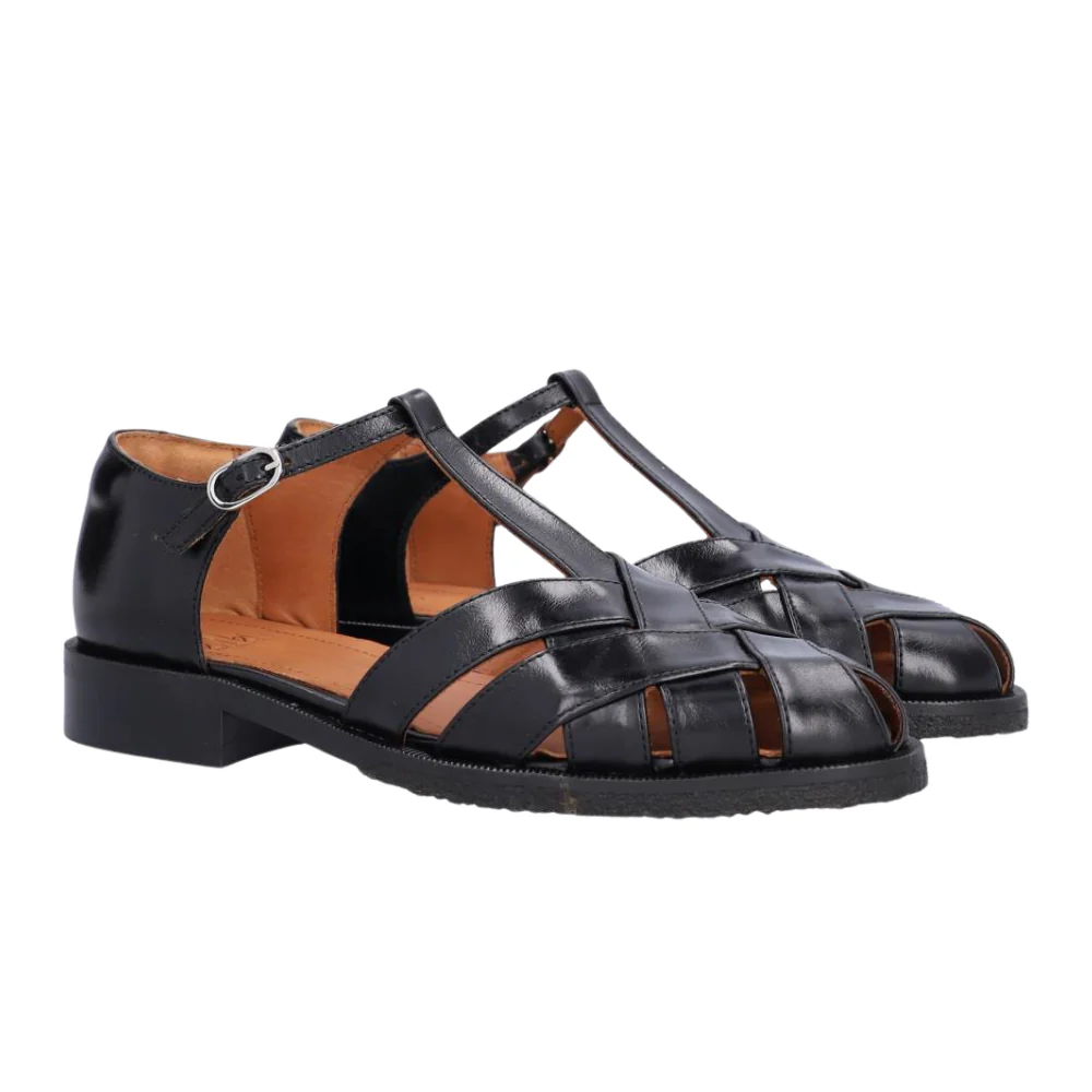 Fisherman med flet sandaler - Black Calf 80 - Image 2