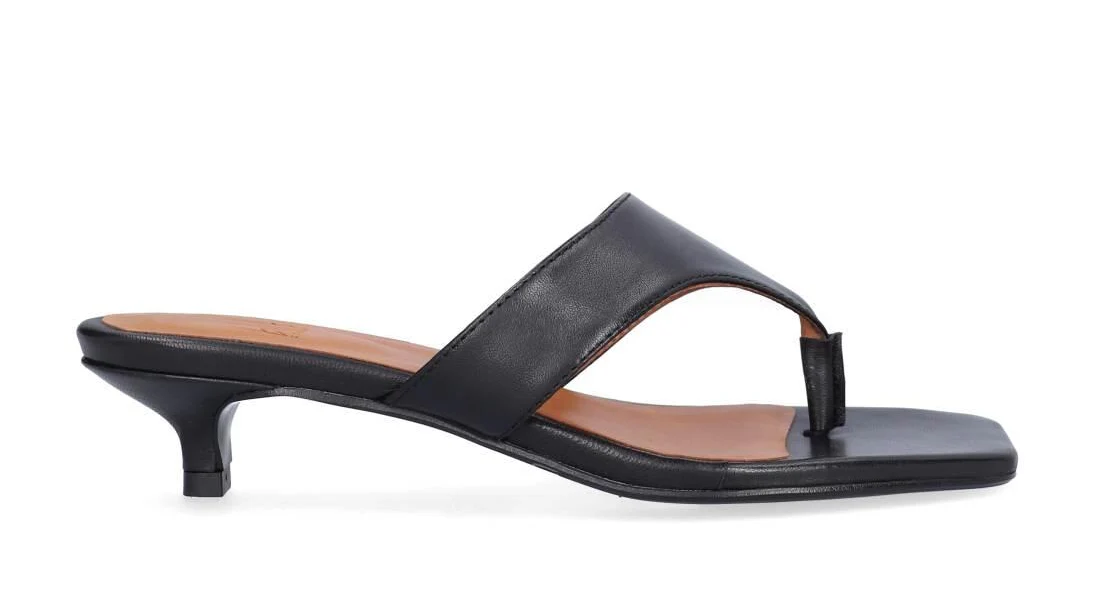 Mule Kitten hæl - Black Nappa 70