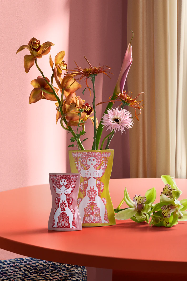 Nina vase, H22 cm - gul/pink - Image 3