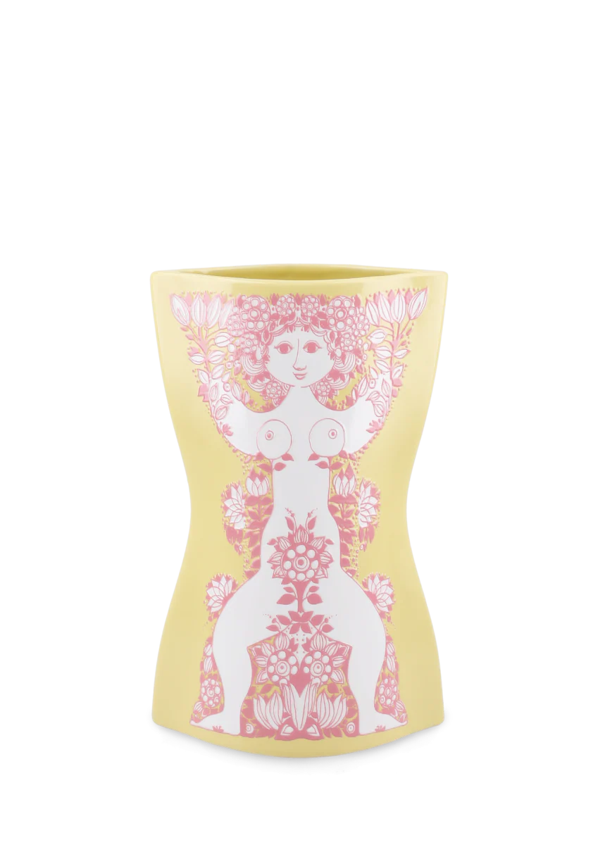 Nina vase, H22 cm - gul/pink