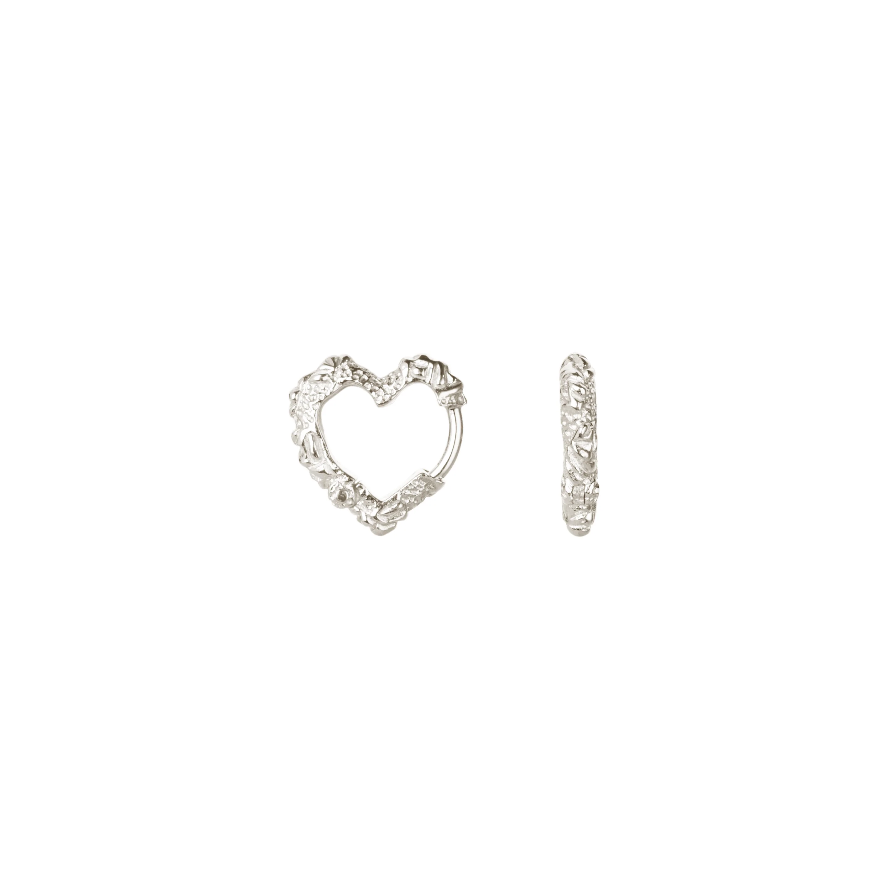 Heart Crush hoops, mini - sølv