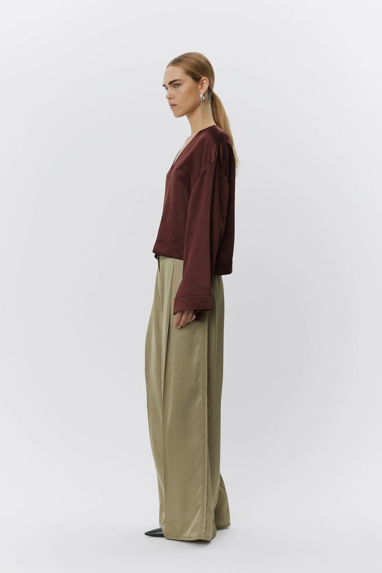 Fisher Fluid Viscose bukser - Sage Khaki - Image 5