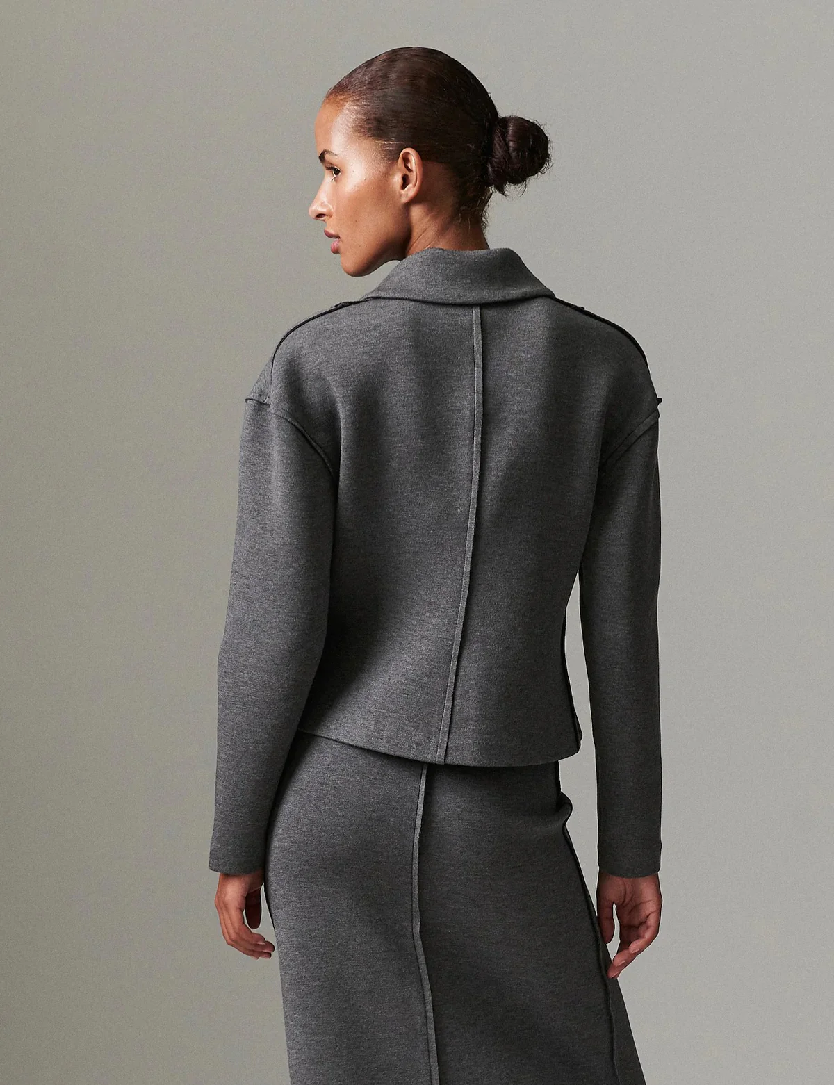 Morena Scuba cardigan - Medium Grey Melange - Image 6