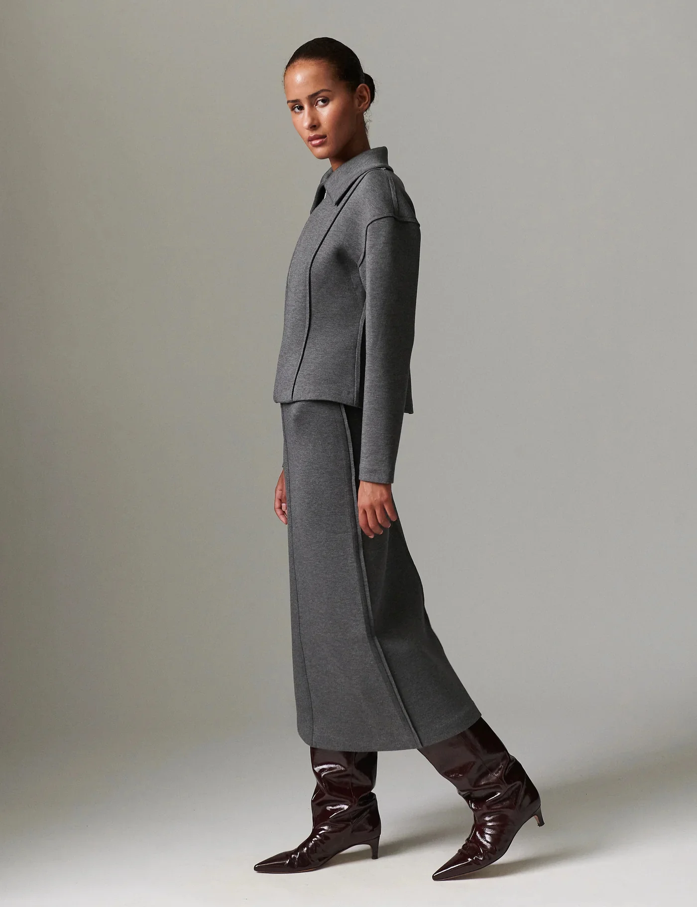 Suzie Scuba nederdel - Medium Grey Melange - Image 3