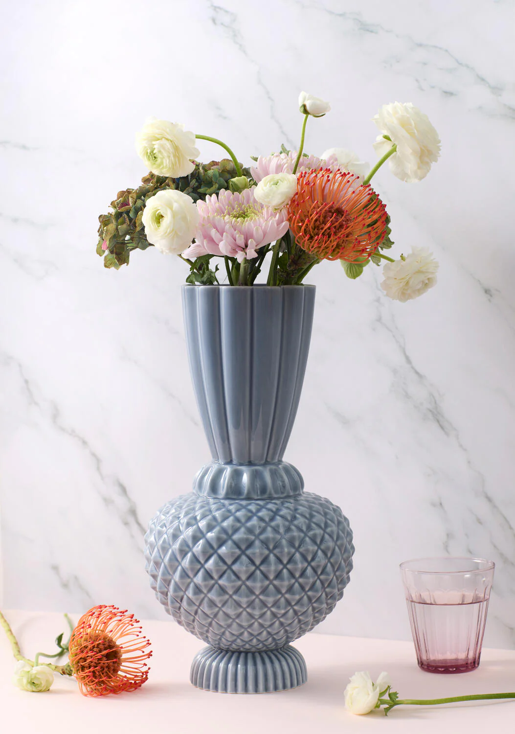 Samsurium jumbobell vase, blå/grå - 330x170 mm - Image 2