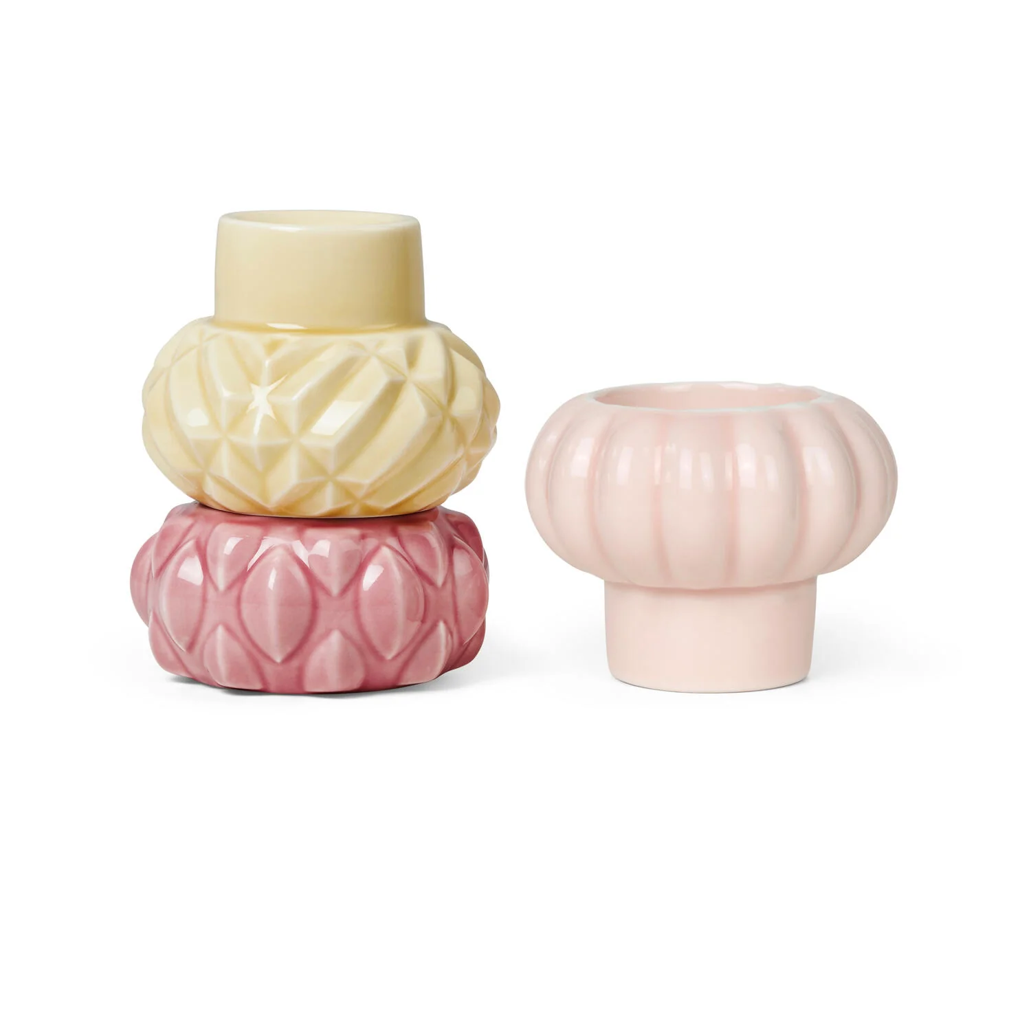 Samsurium lysestager, Mimosa/Blush/Powder - 3 stk - Image 3