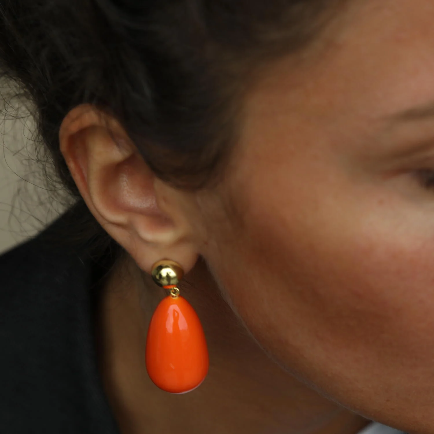 Drop øreringe - orange/forgyldt - Image 5