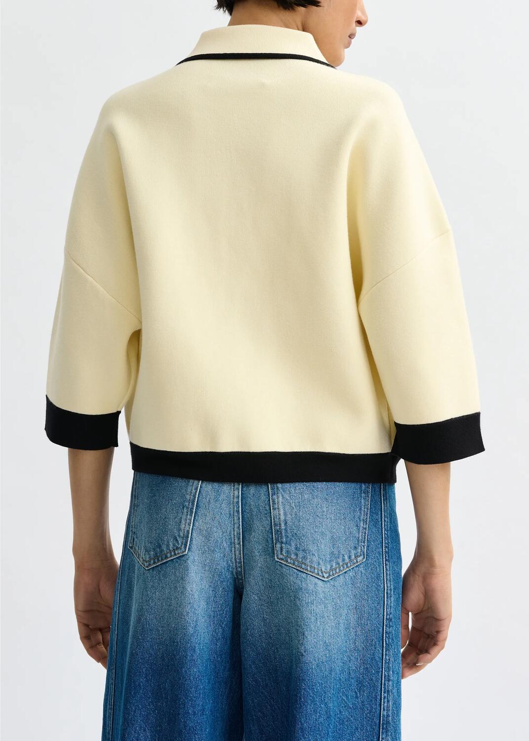 Jugly kortærmet cardigan - Off White OW01 - Image 4