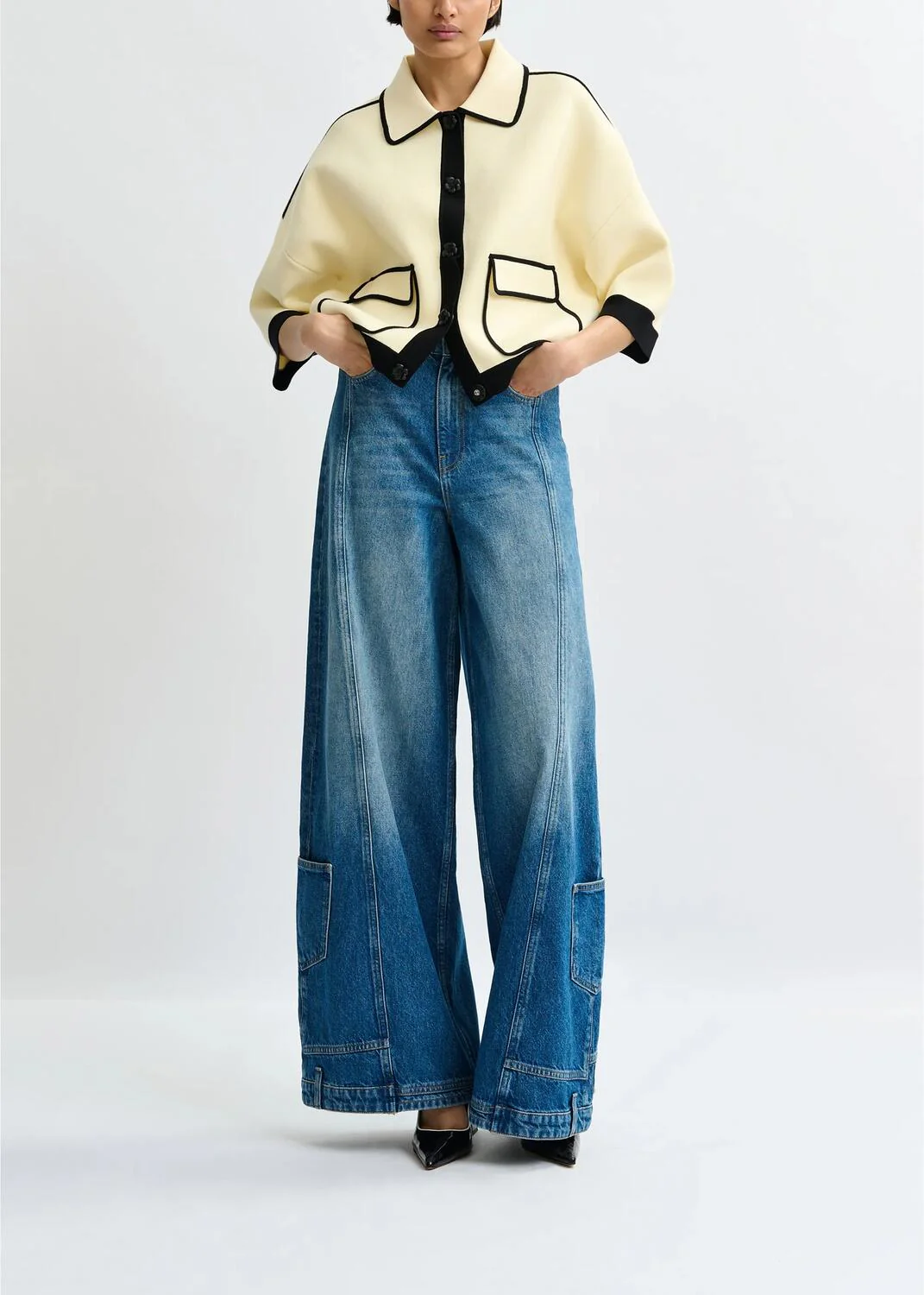 Jugly kortærmet cardigan - Off White OW01 - Image 6