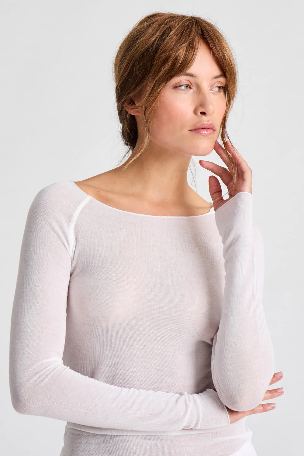 Amalie Wool langærmet t-shirt - hvid - Image 4