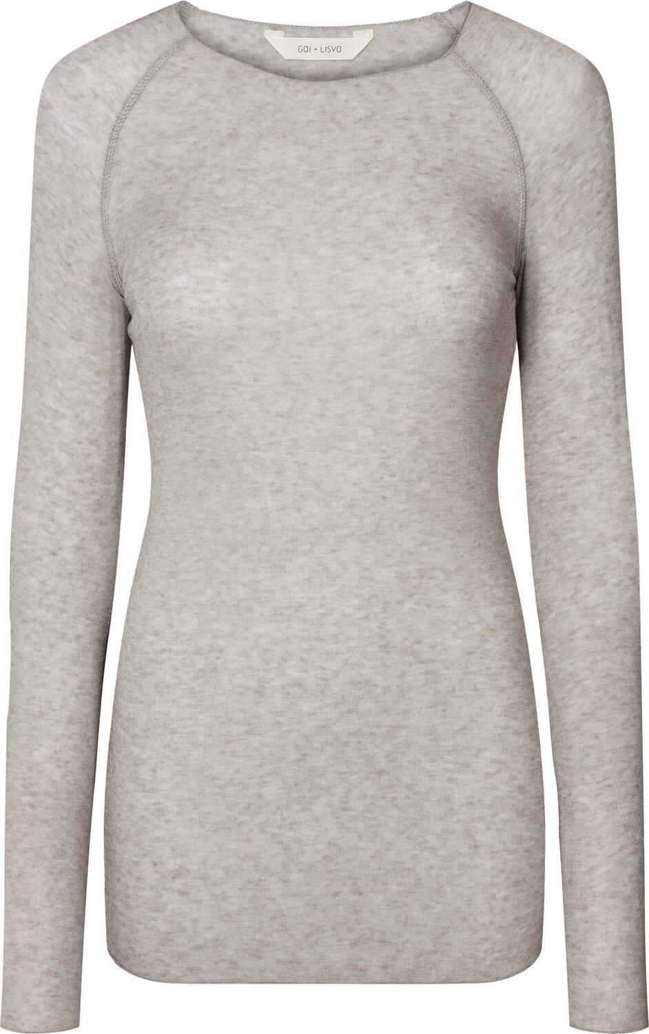 Amalie Wool langærmet t-shirt - Light Grey Melange - Image 2