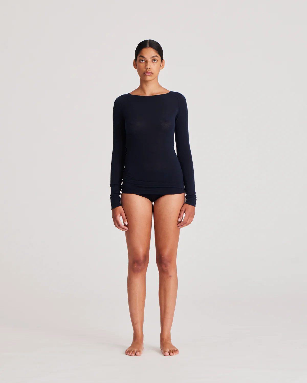 Amalie Wool langærmet t-shirt - Midnight Blue - Image 6