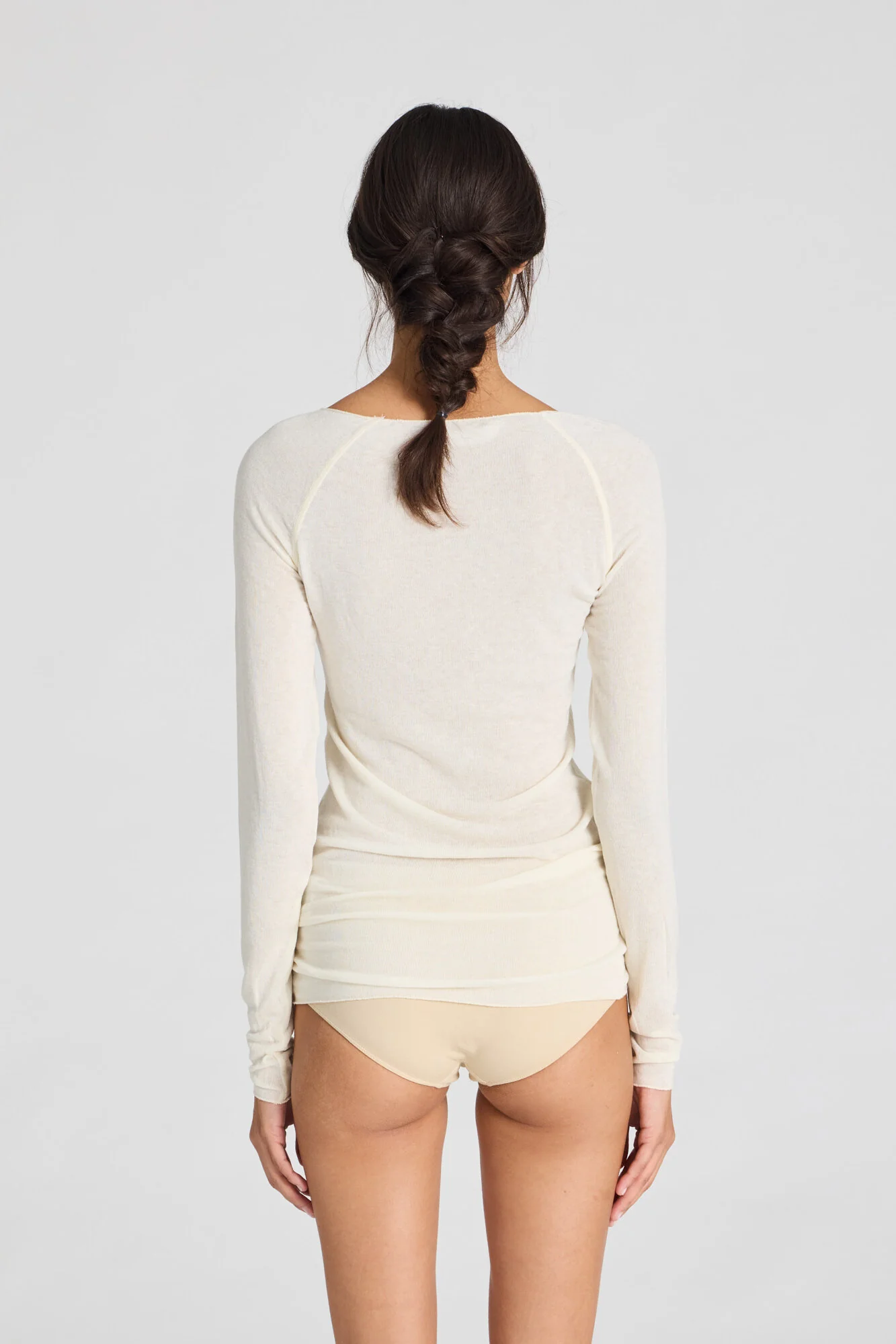 Amalie Wool langærmet t-shirt - Off White - Image 4
