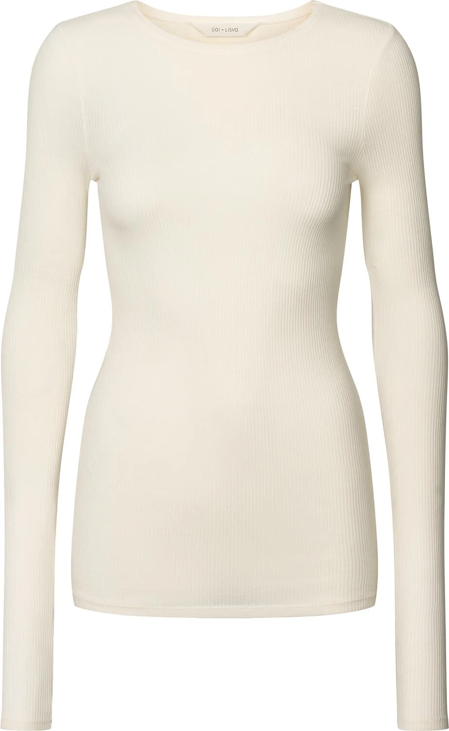 Lise rib langærmet t-shirt - Off White - Image 2