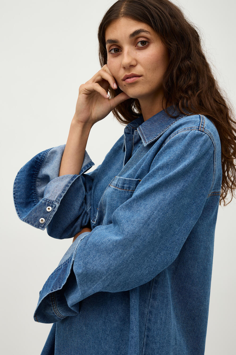 Fialeo denimkjole - 951 Mid vintage blue - Image 3
