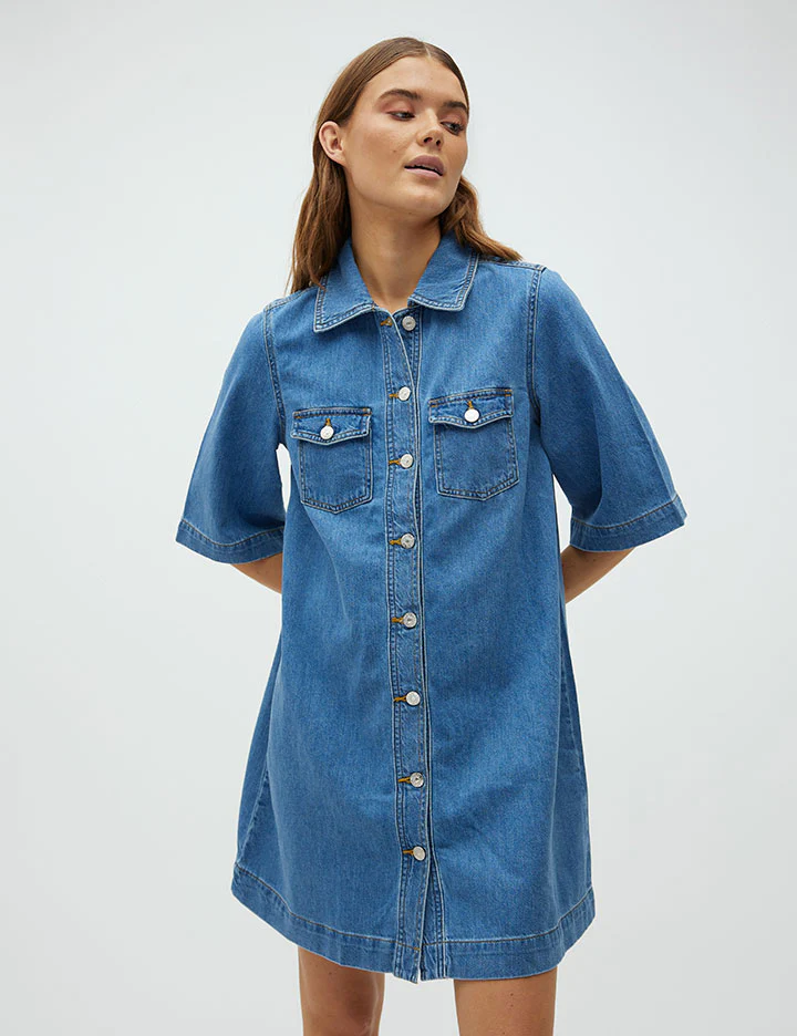 Mira-G denimkjole - 951 Mid vintage blue - Image 2