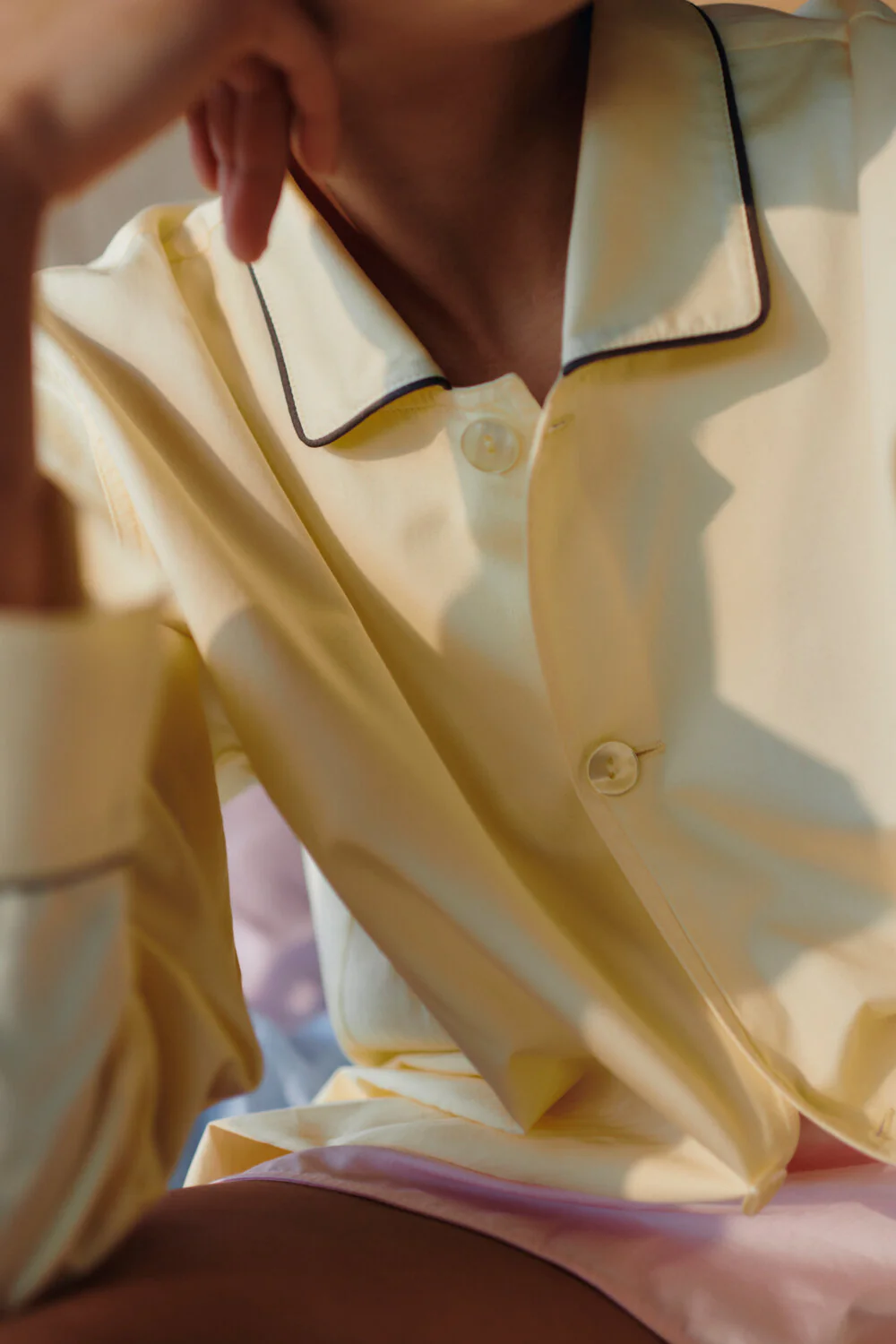 Outline Pyjama L/S natskjorte - Soft Yellow - Image 7