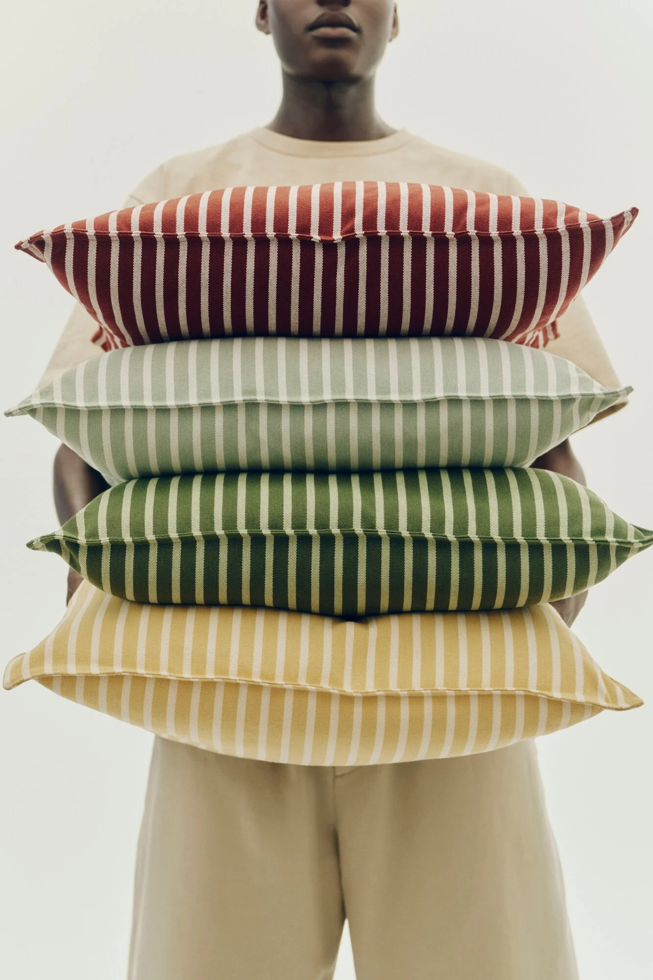 Terrazza pudebetræk, 50x50 cm - Olive Bold Stripe - Image 3