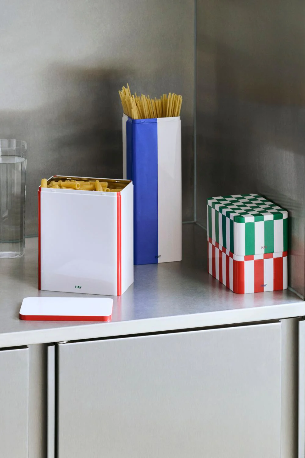 Tin beholder, H20 cm - Off-white and Red - Image 3